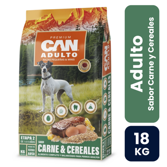 Can Adulto Razas Pequeñas Carne y Cereales 18kg
