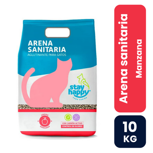 Stay Happy Arena Sanitaria Aglutinante Manzana 10kg